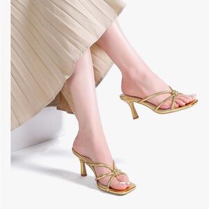 Godercy Gold Kitten Heels